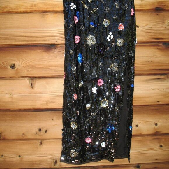 MAC DUGGAL 93695 Womens Black Floral Sequined Strapless Column Gown - Picture 9 of 13